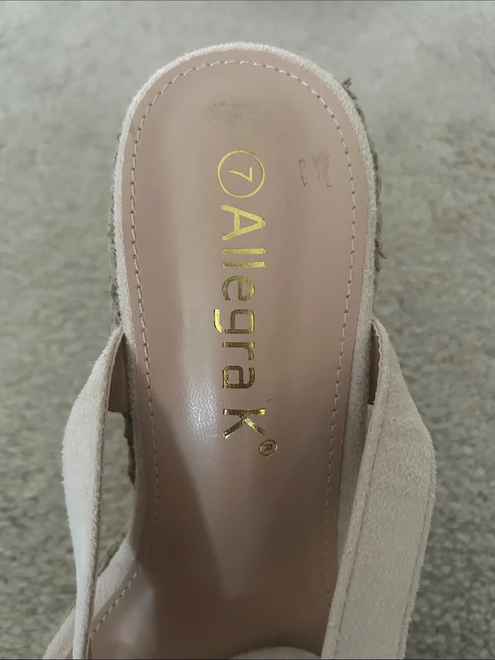 Allegra K Suede Espadrille Wedge Chunky Sandals size 7 beige NWT platform sandal